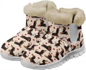 Женские зимние сапоги JoyLamoria, теплые ботинки, красные с принтом грибов, луны и звезд, пушистые ботильоны на меху для женщин, уютные обувь для прогулок, легкие кроссовки