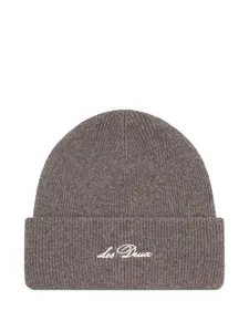 Шапка бини в рубчик с вышитым логотипом Les Deux, серый