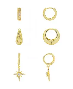 Бесконечное кольцо из кубического циркония, бесконечные звезды из кубического циркония, набор из 3 пар колец-клатчей из кубического циркония со звездами Unwritten, gold