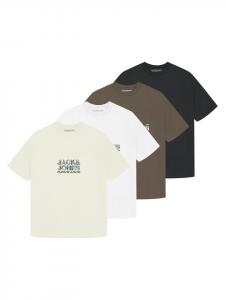 Jack & Jones Набор из 4 футболок белого, черного, бежевого и темно-зеленого цветов