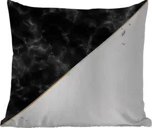 Подушка для улицы - мрамор - белый - черный - золотой - 45x45 см - водонепроницаемая - подушка для отдыха - подушка для фотографий - декоративная подушка MuchoWow