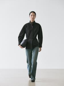 Рубашка с высоким воротником и ремешком Massimo Dutti, black