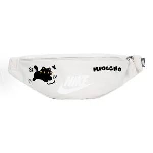 Nike Тканевая повседневная поясная сумка через плечо унисекс светло-коричневого оттенка, Butterfly and Cat