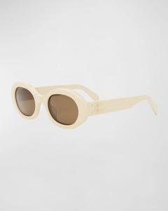 Овальные солнцезащитные очки Triomphe из ацетата Celine, цвет White/Brown