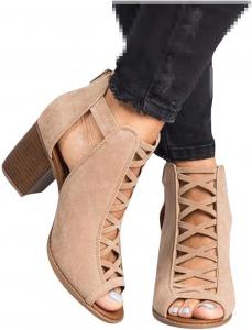 Женские сандалии ZBYY на платформе с открытым носком, летние с ремешком на щиколотке, на молнии, с массивным высоким каблуком, из искусственной замши с вырезами, ботильоны для платья, хаки