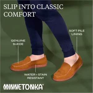 Мужские тапочки Minnetonka с плюшевой подкладкой и жесткой подошвой, коричневый