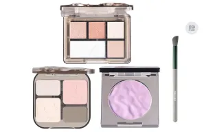 Палетка теней для век румяна хайлайтер палетка для контуринга набор косметики легко растушевывается натуральное сияние тканевый набор из 3 штук VEECCI