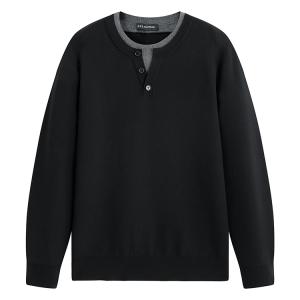 PEACEBIRD MEN Свитер мужской Black 1 Henry Collar Moderate