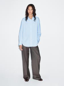 Длинная рубашка из 100% хлопкового поплина Massimo Dutti, светло-голубой