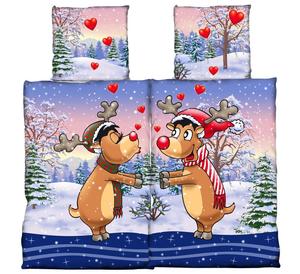 Зимнее постельное белье термофлис приятный теплый флисовый пододеяльник комплект постельного белья, размер: 4 шт. 135 х 200 см, цвет: moose Partner синий One-Home