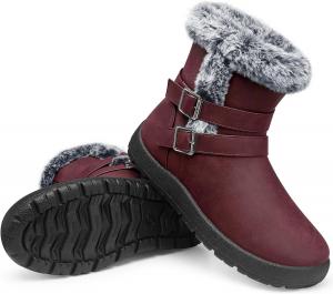 Женские зимние ботинки TEMOFON Водонепроницаемые: утепленные мехом ботильоны, широкие снежные ботинки, теплые и удобные, мягкая зимняя обувь для прогулок, размеры 5-11, 3103-Red