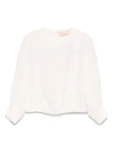 Блузка с рукавами-буфами Elisabetta Franchi La Mia Bambina, белый