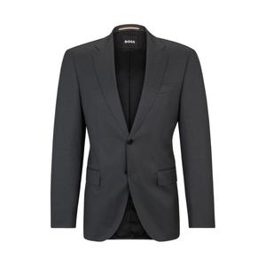 Однобортный пиджак из натуральной шерстяной саржи BOSS, темно-серый