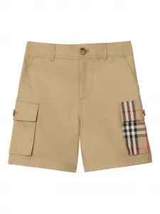 Шорты карго с карманами в клетку BURBERRY KIDS, нейтральный