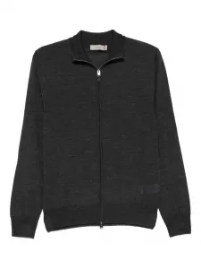Шерстяной кардиган на молнии Canali, серый
