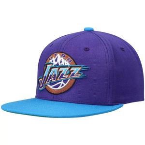 Мужская двухцветная кепка Snapback 2.0 Mitchell & Ness фиолетового/бирюзового цвета Utah Jazz Hardwood Classics Team