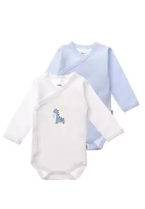 Боди Liliput с запахом "Dino", с планкой на кнопках, в двойной упаковке, голубой