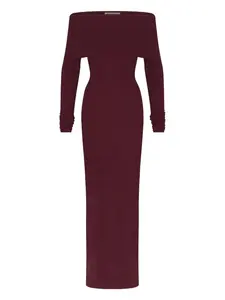 Платье макси с открытыми плечами Eterne, красный