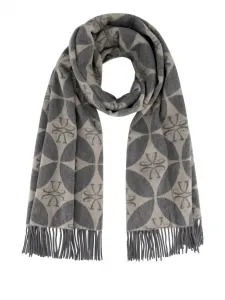 Шарф с геометрическим узором и бахромой JACOB COHEN, серый