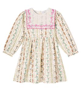 Платье Элиза из хлопка с цветочной вышивкой Bebe Organic, Floral Stripe