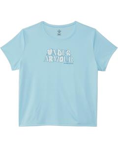 Футболка Under Armour Kids Tech Wordmark Short Sleeve T-Shirt, цвет Stream/White/Ether Blue
