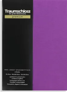 Простыня на подгонке Premium Fine Jersey 90-120 x 200-220 см, фиолетовая, 165 г/м², 95% чесаный хлопок Mako, 5% эластан Traumschloss