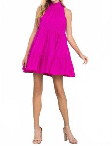 Многоярусное платье-халтер в цвете фуксия TCEC