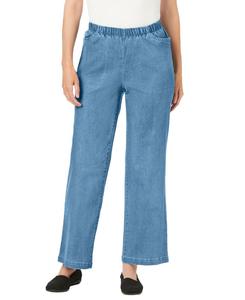 Женские джинсы Within Fineline Stretch Denim Wide-Leg Pull-On Woman Within, Light stonewash