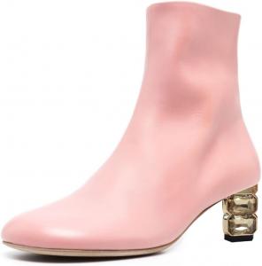 Женские стильные ботильоны Miss Left с круглыми носками, кристаллами, средним каблуком, на щиколотке, боковая молния, удобные, для вечеринок, клуба и повседневной носки, размеры 4-16 US, Pink
