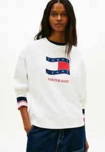 Толстовка свободного кроя из замши с волнистым флагом Tommy Jeans, Ecru