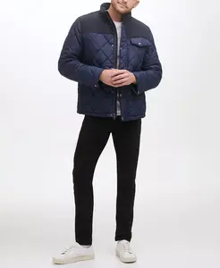 Мужское пальто с комбинированным дизайном Diamond Quilt и подкладкой из искусственного шерпа Cole Haan, синий