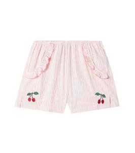 Шорты из хлопкового пике с вышивкой Ellie Konges Sløjd, Peony Stripe