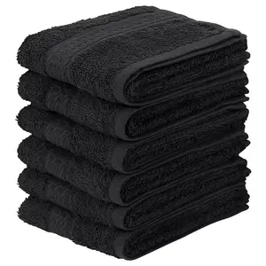 Мое домашнее гостевое полотенце Juna, доступно как набор и серия, 6 гостевых полотенец, 30x50 см 100% хлопок, с бордюром, однотонные, мягкие My Home, черный