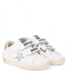 Старые добрые кожаные кроссовки с пайетками Golden Goose Kids, White/Silver/Light Gold/Ice