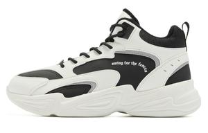 QIAODAN Повседневные туфли мужские с высоким берцем цвета слоновой кости/черные