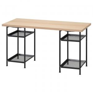 Стол письменный Ikea Lagkapten/Spand 140х60, 4 полки, дуб/черный