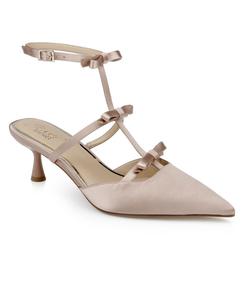 Женские туфли-лодочки Elisabetta с бантом и острым носком Jewel Badgley Mischka, Nude Satin