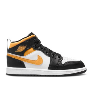 Кроссовки AIR JORDAN 1 MID PS 'BLACK UNIVERSITY GOLD', белый