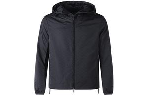 Куртка худи с молнией и узором "Монограмм" EMPORIO ARMANI, темно-синий