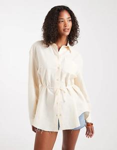 Рубашка свободного кроя Miss Selfridge с завышенной талией цвета пахты