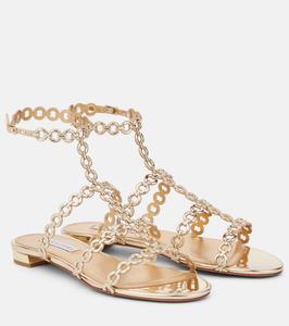 Сандалии из искусственной кожи Infinity Chain Aquazzura, Soft Gold