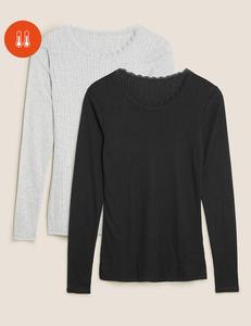 Термобелье Pointelle Marks & Spencer, 2 предмета, черный/серый (Размер S)