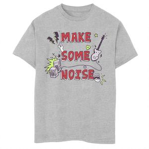 Футболка с рисунком Make Some Noise для мальчиков 8–20 лет в стиле поп-дудл, цвет Athletic Heather