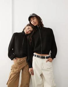 COLLUSION Кардиган унисекс на молнии черного цвета