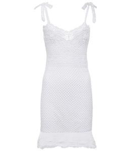 Мини-платье Элизабет из хлопка, связанное крючком Anna Kosturova, белый