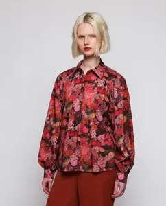 Женская рубашка с цветочным принтом из хлопка Mirto, красный