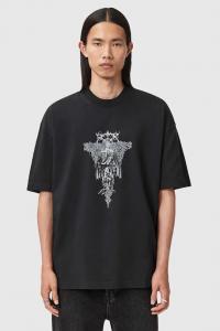 Хлопковая футболка Allsaints, черный