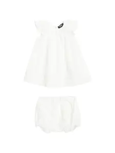 Комплект с цветочным платьем с оборками Versace Kids, белый