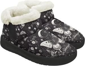 Женские зимние ботильоны без застежки для снега, легкие, теплые, с меховой подкладкой, противоскользящие, короткие уличные ботинки, размеры 4.5-12 Chririnla, Butterfly Moon