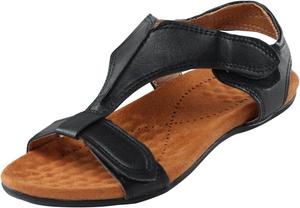 Женские ортопедические сандалии с поддержкой свода стопы, летние удобные для ходьбы, плоские пляжные сандалии, повседневные стильные, мужские пляжные шлепанцы, размер 9 Generic, черный